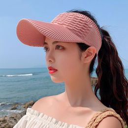 Ball Caps Solid Color Empty Top Hat Long Brim Baseball Cap For Women Hollow Out Breathable Outdoor Sports Beach HatBall BallBall