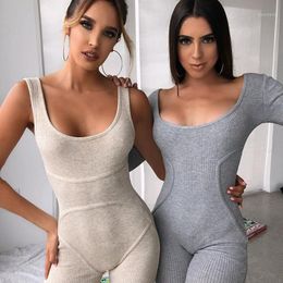 Women's Jumpsuits & Rompers Townlike Khaki Playsuits Women Deep V Zipper Sexy Casual Womens Jumpsuit Skinny High Stretch For 2023