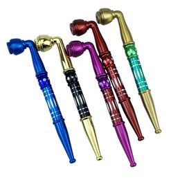 Colorful Metal Alloy Long Portable Pipes Removable Dry Herb Tobacco Filter Silver Screen Spoon Bowl Innovative Design Handpipes Smoking Cigarette Holder DHL