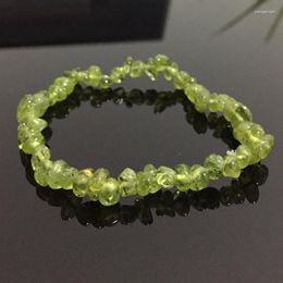 Strand Women Bracelets Healing Balance Raw Nuggets Natural Real Peridot Chip Stone Beads Meditation Jewelry Green Quartz Lady