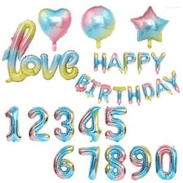 Party Decoration 32inch Number Ballons Helium Gradient Colourful Star Heart Round Foil Balloons Children's 16th Happy Birthday