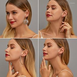 Hoop Earrings 3Pcs/1Set Exaggerate Small Big Circle Earring Set For Women Simple Punk Ear Clip Fashion Jewelry Wholesale Gift
