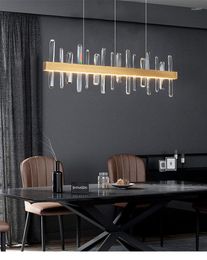 Pendant Lamps Dining Room Chandelier Light Luxury Long Strip Simple LED Crystal After The Design Creative Front Desk