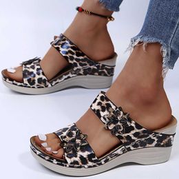 Slippers Fashion Wedge Slipper Summer Shoes Women 2022 Open Toe Leopard Print Plus Size Platform Beach Sandals Sandalias Con Plataforma Z0317