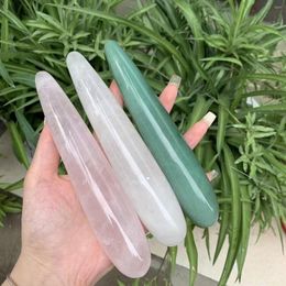 Decorative Figurines 18cm Natural Crystal Powder White Green Dongling Personality Quartz Gem Beauty Stick Yoni Treatment Gift For Wom