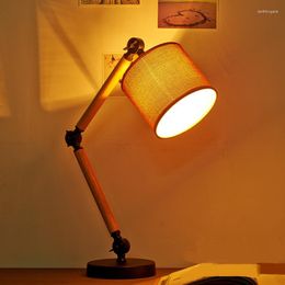 Table Lamps A1 The Loft Study Creative Personality Lamp Reading Original American Linen Wooden Bedroom Bedside MZ104