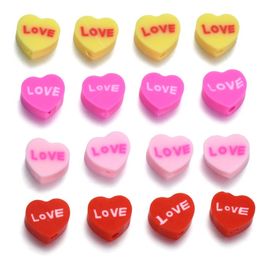 Loose Beads for Bracelets Making Polymer Clay Pink Yellow Red Colour Love Heart Heart Fashion Jewellery Necklace Diy Kits Girls Kids Crafts Bead