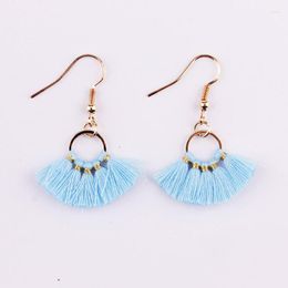 Dangle Earrings Mini Tiny Cotton Fan Frange Tassel Drop For Women Little Girl Gift