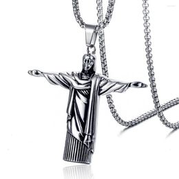 Pendant Necklaces 10Pcs Christian Crucifix Jesus Necklace Rio De Janeiro Praying Cross Religious Men's And Women's Jewelry C-23