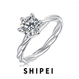 Cluster Rings SHIPEI 1CT D Moissanite Diamond Gemstone Wedding Engagement Women Ring Fine Jewellery Fashion 925 Sterling Silver Wholesale