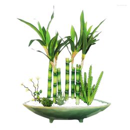 Decorative Flowers 31-110cm Tall Artificial Bamboo Plants Branch Plastic Tree Silk Leaf Small Shoot Desk Plant For Home Garden Outdoor Decor