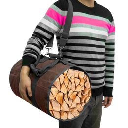 Storage Bags Supersized Canvas Firewood Wood Carrier Bag Log Camping Outdoor Holder Carry 95.2x47.0 Cm Wooden