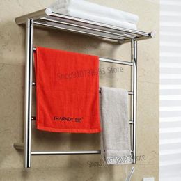 Hooks & Rails Electric Heating Towel Rack Bathroom Drying Stainless Steel Shelf Household Toilet Pendant