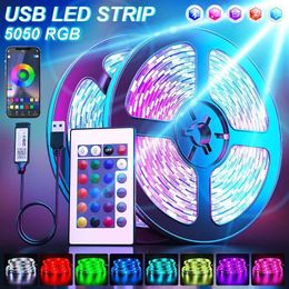 LED Strips LED Strip Lights RGB APP Control Color Changing Light with 24 Keys Remote 5050 Mode for Room Decoration Bluetooth TV SMD5050 RGB P230315