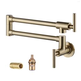 Kitchen Faucets Pot Filler Faucet Brushed Nickel Brass Plug Folding Double Joint Swing Arm Copper Swivel Wall