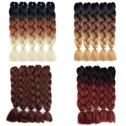 Color 2 3 4 Tone Yaki Jumbo Braids Synthetic Braiding Hair Extensions For Jumbo Braid 100G 24 Inch