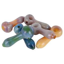 Latest Colourful Portable Style Pipes Pyrex Thick Glass Dry Herb Tobacco Spoon Bowl Philtre Oil Rigs Handpipes Hand Bong Smoking Cigarette Holder Tube DHL