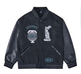 Casaco de marca de luxo jaquetas de beisebol jaqueta masculina tiffany casaco de beisebol manga de couro york casacos masculinos moda 293