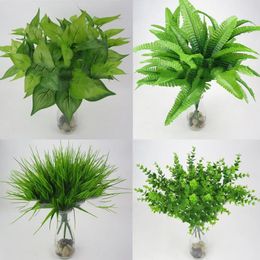 Decorative Flowers 1Pc Fake Leaf Foliage Bush Indoor Outdoor Artificial Plant Office Bonsai Stage Party Garden Home Balcony Desktop Decor