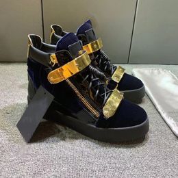 New Pu Leather Suede Patchwork Men's Sneakers Golden Belt Zipper High Top Round Toe Flats Men Black Large Size Casual Men Shoes MKJKMJKvf0000018