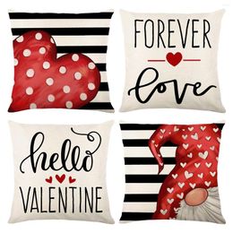 Pillow Happy Valentine's Day Covers Linen Spring Love Heart Throw Pillowcase For Home Sofa Decor