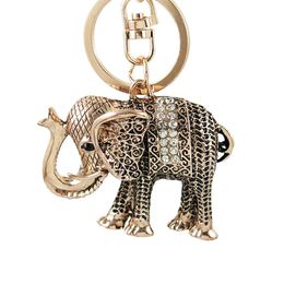 Charm Pendant Lucky Mascot Vintage Elephant Keychain Bling Keyring Bag Purse Buckle Car Keys Holder Jewellery Gift For Women340W