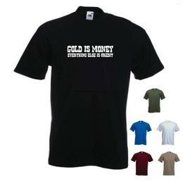 Men's T Shirts 'Gold Is Money - Everything Else Credit' Prepper Survivalist Silver Tshirt