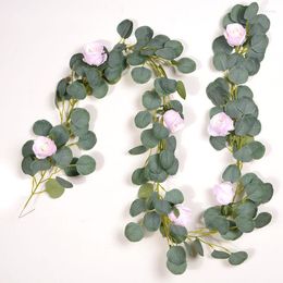 Decorative Flowers Artificial Plant Rattan Rose Flower Decorations Creative Festival Eucalyptus Leaves Simulation Ornament