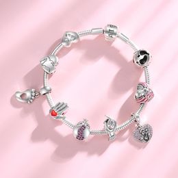 Beads Other Give Birth To Life Pregnant Mother 925 Sterling Silver Charm Pink CZ Jewelry Making Fit Original European Charms Bracelets