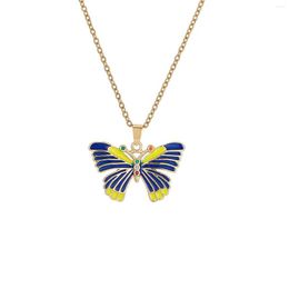 Pendant Necklaces Summer Women Suitable Size Vintage Insect Yellow Blue Green Colours Moissanite Butterfly Lover Kawaii Dainty Luxury Neck
