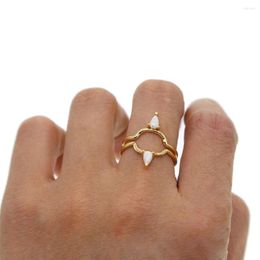 Wedding Rings Fashion Midi White Opal Tear Drop And Tiny Delicat Gold For Women Small Cute Ring Jewelry Bijoux Birthday Gifts