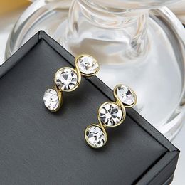 Stud Earrings Lovelink Classic Transparent Crystal Irregular Metal For Women Gold Colour Geometric Girls Daily Accessory