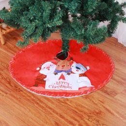 Christmas Decorations 1PC Lovely Red Tree Skirt Cover Decor Embroidery Snowman ELK Bear Dress Decoration