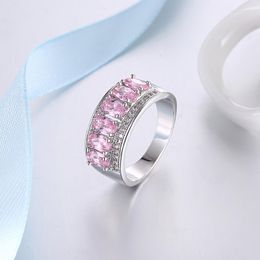 Wedding Rings Garilina Cute Jewelry Trinket Pink CZ Ring For Women Silver Color Fille Bands Anniversary AR2165