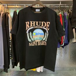 2023 Designer-T-Shirt Rhude T-Shirts Sommer Herren T-Shirts Lässige kurzärmelige Damen Rhudes Designer für Männer Tops T-Shirts Kleidung US-Größe S-XXL