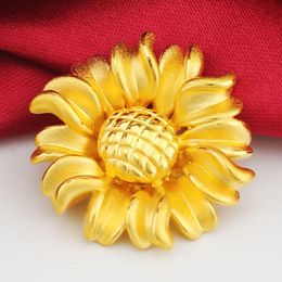 Pendant Necklaces 24K Yellow Gold Women 999 Sun Flower 3.58Pendant