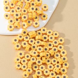 Loose Beads for Bracelets Making Polymer Clay Yellow Color Flower Fashion Jewelry Necklace Diy Kits Girls Kids Crafts Bead