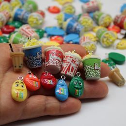 Charms 10pcs Simulation Food Popcorn Milk Coffee M Candy Resin Pendant For Earrings Bracelet Necklace Jewellery Making Accessories