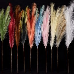 Decorative Flowers 10Pcs Artificial Plants 7-forks Gradient Reed Fake Feathers Wedding Background Wall Flower Arrangement Material Pampas