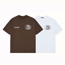 23ss Spring Summer Tee Simple Vintage Print t shirt Men Brown Fashion Street Casual Unisex Cotton Tshirt