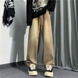 Men's Jeans DEEPTOWN Y2K Straight Men Vintage Streetwear Denim Pants Retro Hip Hop Loose Casual Trousers Male Green Yellow Fashion 230320