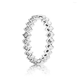 Cluster Rings Authentic 925 Sterling Silver Alluring Princess Fashion Ring For Women Gift DIY Jewelry