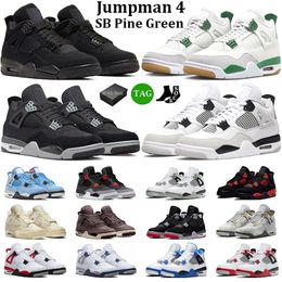 2024 Jumpman 4 Basketball Shoes Men Women 4s Black Cat Pine Green Seafoam Military Black Red Thunder Midnight Navy Bred Mens Trainers Sports Sneakers