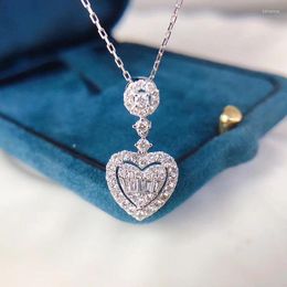 Pendant Necklaces Huitan Creative Heart Necklace Women Delicate Wedding Brilliant Cubic Zirconia Fancy Gift Fashion Jewelry 2023