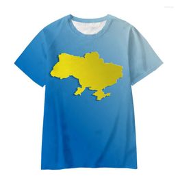 Men's T Shirts T-Shirts 2023 Summer 3D Cotton T-Shirt Ukrainian Flag Map Print Oversized European Size