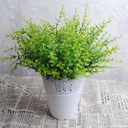 Decorative Flowers 1pc Green Artificial Grass Plants Plastic Leaves Wedding Home Decor Fake Plant Flower Supplies