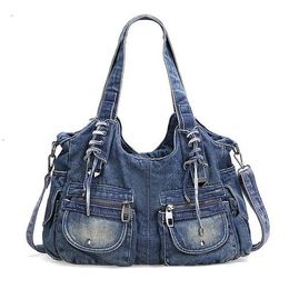 Evening Bags in Large Capacity Handbag Denim Casual Women Shoulder Jeans Tote Pockets Hobo 230320