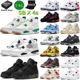 With Box 4 Basketball Shoes Men Women Jumpman 4s Pine Green Seafoam Military Black Cat Midnight Navy Photon Dust Red Thunder Bred Mens Trainers Outdoor Sneakers