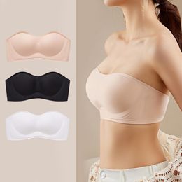 Bras Bandeau Bra Tube Top Strapless siere Seamless Bralette Women Wedding Push Up Invisible Underwear Wireless Lingerie 230317