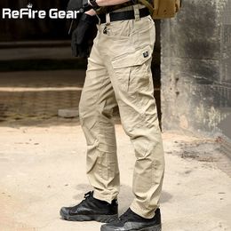 Men's Pants ReFire Gear SWAT Combat Military Tactical Pants Men Large Multi Pocket Army Cargo Pants Casual Cotton Security Bodyguard Trouser 230320